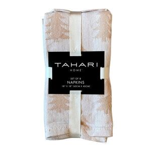 Tahari Christmas Tree Dinner Napkins 18x18 Set of 8 Pink Holiday Shimmer New